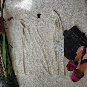 Moda International Cream Lace Long sleeve shirt